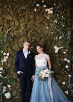 White and Blue Wedding Dresses with Lace Jacket